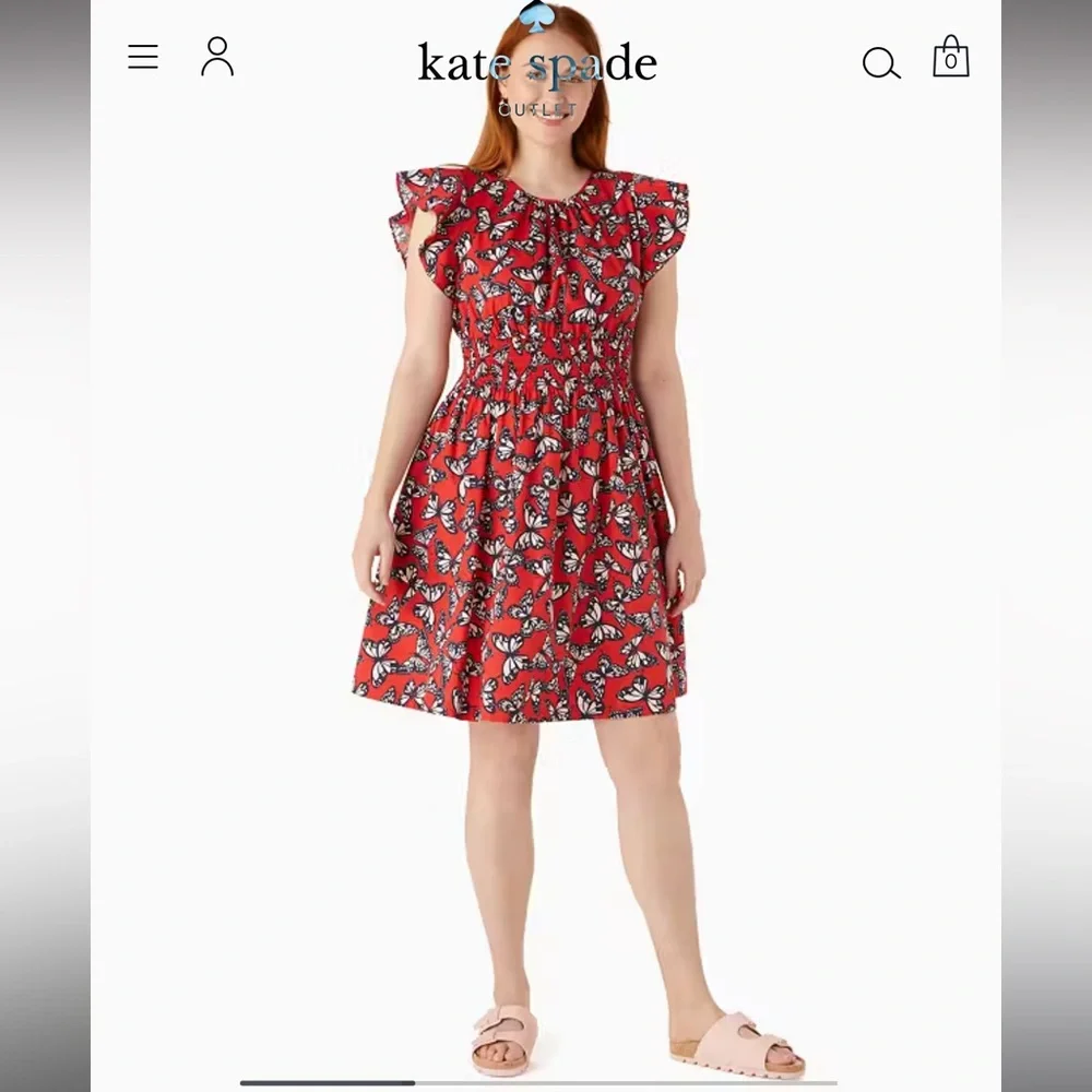 Kate Spade Red Dress with Butterfly Pattern - Picture 3 of 3